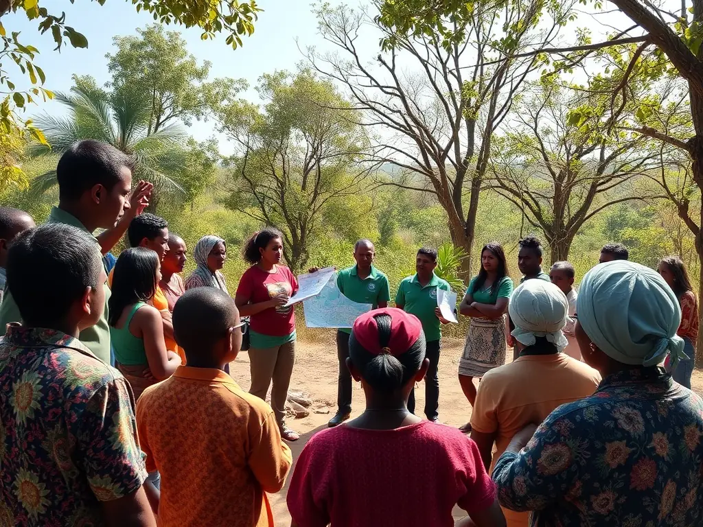 An image of ACCA ST CLEMENT members conducting an educational workshop on responsible hunting practices for local community members.