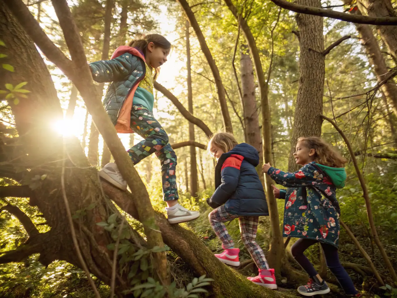A group of children participating in a nature walk organized by ACCA ST CLEMENT, learning about local flora and fauna and the importance of conservation.