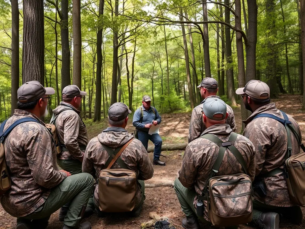 ACCA ST CLEMENT members conducting a workshop on responsible hunting practices, demonstrating safe firearm handling and ethical hunting techniques.