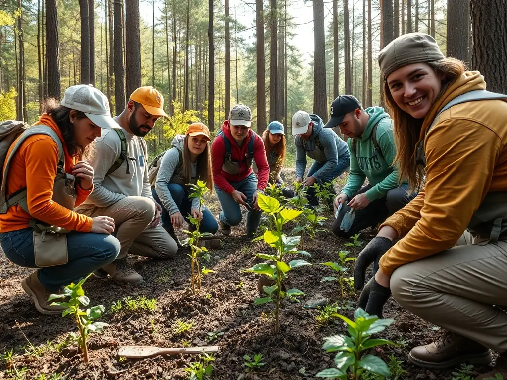 A group of ACCA ST CLEMENT members participating in a wildlife habitat restoration project, planting native trees and shrubs to improve biodiversity.