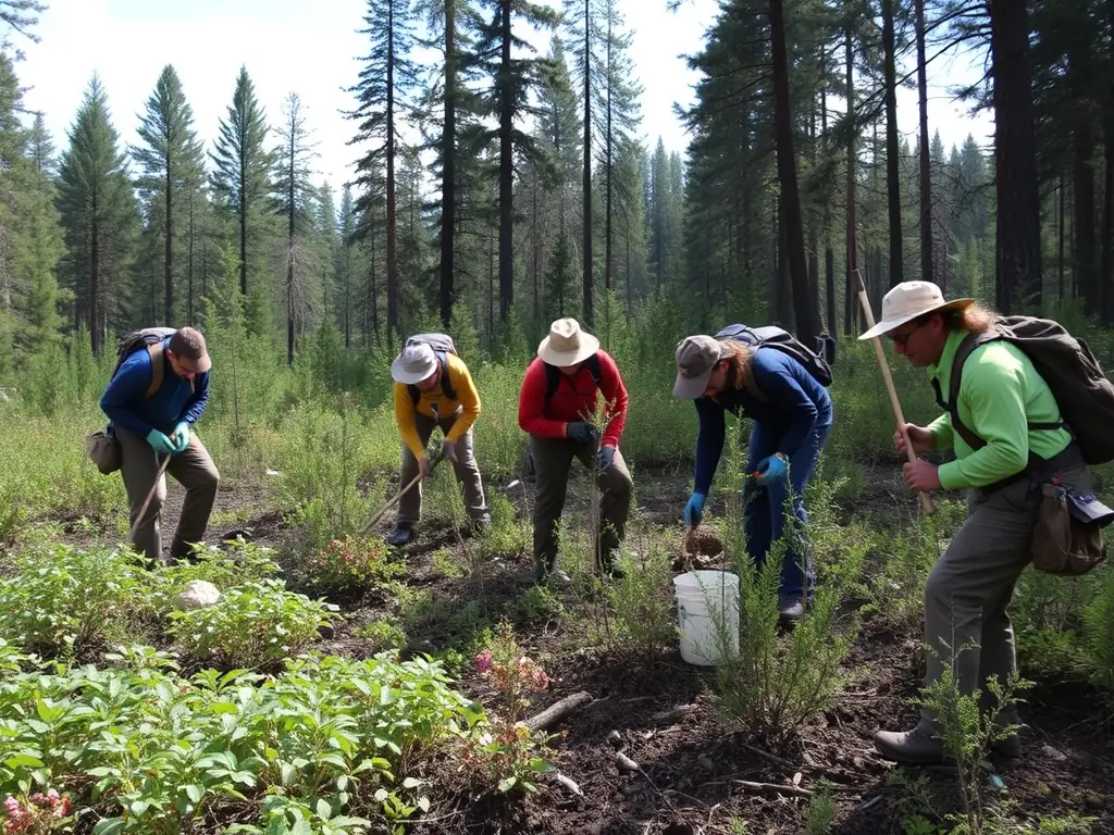 A group of ACCA ST CLEMENT members participating in a wildlife habitat restoration project, planting native trees and shrubs to improve biodiversity and support local ecosystems.
